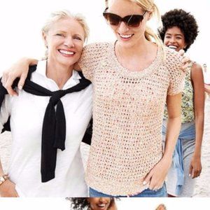 CABI #196 Sorbet Open Knit Pullover Sweater size L